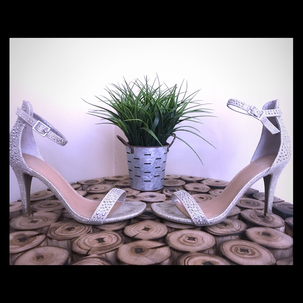Material Girl silver sparkle high heels